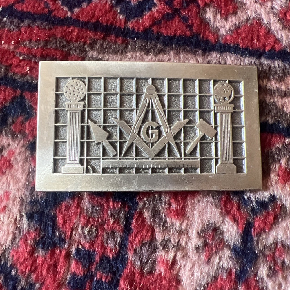 VTG 1981 Masonic Freemason Belt Buckle Great American Buckle Co 870 USA Bronze